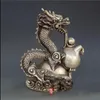Estátua de Prata Pura Chinesa Marcada - Dragon Gourd Ming Dynasty Xuan De Antique