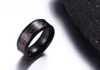 8MM Mens Stainless Steel Ring Wedding Band Black and Red Carbon Fiber Inlay Blue Red7403051
