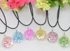 Brand new Explosive handmade plants dried flowers necklace lace flower glass ball pendant WFN315 (with chain) mix order 20 pieces a lot