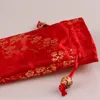 Cherry blossoms Small Silk Satin Bags Drawstring Jewelry Gift Packaging Pouch Candy Tea Makeup Tools Coin Storage Pocket with Lined