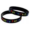 100 stks Happy Vader Dag Siliconen Rubber Armband Inkt Gevuld Multicolor Logo Mode Versier Sieraden Volwassen Grootte