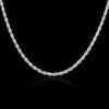 S051 4 мм высокое качество 925 стерлингового серебра витой веревки цепи ожерелье (20 дюймов) браслеты (8 дюймов) мода комплект ювелирных изделий для мужчин