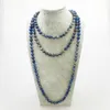 ST0337 Top Sale Women Yoga Long Necklace 60 inches Knotted Blue Regalite Jasper Necklace High Quality Natural Stone Necklace