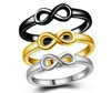 Moda homem mulher anel infinito 8 palavras prateado preto dourado anel amantes anel tamanho US6-US10 frete grátis 10 pçs / lote