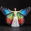 Desempenho feminino dancewear adereços de palco capa de poliéster manto dança asa de fada asas de borboleta para dança do ventre com bastões