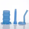 Silicone Drum Vattenrör Hookah Downstems Glas Skål Riggar Mini Silikon Bong Färgglada 4 delar Solid Lysande Bongs Rökning DHL