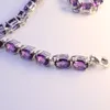 Klassisches Armband aus 100 % natürlichem Amethyst aus massivem 925er-Sterlingsilber. Vintage-Kristallarmband für Damen, Abendparty-Schmuck239Y