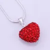 Wholesale Heart Crystal Shamballa Necklace Silver plated Jewelry Rhinestone Crystal Bead Necklace Women Jewelry Gift Free Shipping