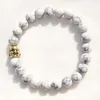 Venda quente Branco Turquesa Pulseira Banhado A Ouro Buddha Charm Bracelet Bangle para Mulheres Homens Elastic Pulseiras Jóias