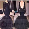 Sexy Black Mermaid Prom Dresses 2017 Sheer Jewel Neck with Vintage Lace Court Train Evening Wear Backless Pageant Celebrity Gowns BA4979