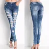 Moda Jesień Spodnie Spodnie Dżinsy Kobiety Otwór Stretch Bawełna Ripped Jeans Chude Dżinsy Plus Rozmiar S-3XL