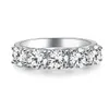 Fem stenar 2,5ct rund snitt syntetisk diamant bröllop kvinnlig ring solid 925 sterling silver ring vitguld pläterade smycken