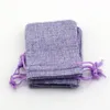 Hot ! 50pcs purple Linen Fabric Drawstring Candy Jewelry Gift Pouches Burlap Gift Jute bags 10x14cm etc.