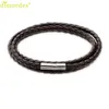 Män Mode MultiLayer Vävning Läderarmband Charm Bangle Handgjorda Rund Rope