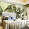 도매 - 사용자 정의 벽화 벽지 동남 아시아 열대 녹색 바나나 잎 벽지 침실 거실 배경 벽 장식 벽지