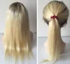 100 Human Heuving Siwss en dentelle Perruque avant de 20 pouces Couleur ombre 4/613 Blonde Full Lace Wig Fill Express Livraison