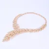 Jewelry Sets For Women Fine Crystal Necklace Set African Beads Earrings Bracelet Ring Gold Color Wedding Dress Accessories