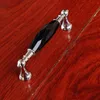 Top quality modern fashion deluxe k9 black crystal pull watch tv table wine cabinet handles silver chrome drawer cupboard pulls knobs