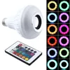 Hot Sale RGB LED Light E27 12W sem fio Bluetooth Speaker Música Reprodução 16 cores lâmpada lâmpada de iluminação com 24 Controle Remoto Key