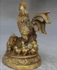 6 "Chine Bronze Laiton fengshui animal Coq Coq Poulet yuanbao richesse statue