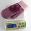 Woolen Gloves Warm And Soft Winter Ladies Mittens Solid Grace Rabbit Fur Ball Double Layer Match Colors