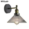 Willlustr pressad ribbad glasskugga vägglampa loft stil vägg sconce belysning fitting sänghotell restaurang café bar ljus