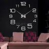 Partihandel-2021 Real 3D Wall Clock DIY Stor storlek Spegel Klistermärken Dekorativ Heminredning Duvar Saati Brief Reloj Living Room1 Klockor