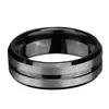 8mm zwarte wolfraamcarbide ring voor mannen en vrouwen zilveren geborsteld en zwarte streep trouwbanden beloven ring engagement mode-sieraden