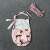 Baby INS canguro Fascia per capelli Pagliaccetti Bambini Cotone Fiocco stampa pagliaccetto 2 pezzi set abiti Ragazze Tuta arruffata Vestiti infantili per bambini