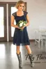 2019 повседневные темно -синие кружевные подружки невесты платья короткие дешевые портрет вырезанный пляжный коленовый колено платье по почетному платье на заказ en720 261p
