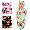 Baby Meisjes Bloemen Dekens Swaddling Boog Hoofdbanden Zuigeling Bloem Swaddle Soft Slaap Sack Baby Wrap Doek Handdoek Haarbanden Set voor Peuter BHB16