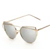 Fashion Women Cat Eye Sunglasses Flat Lens Mirror Brand Style Metal Frame Oversized Reflective Sun Glasses 12pcs Lot 316i