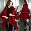 Yeni Moda Güz Kış Giyim Kadın Cloak Coat Hırka Pelerin Şal Kazak Uzun Yün Yarasa Ceket Kadın Pelerin