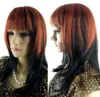 Livraison gratuiteWOMEN"S RED MIX BLACK LONGUE DROITE Cosplay WIG