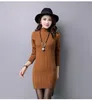 Groothandel- mode vrouwen herfst winter slanke trui vrouwelijke coltrui lange mouw dikke middellange gebreide trui één stuk jurk1