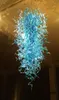 ランプ中国サプライヤーブルーカラーグラスクリスタルシャンデリアスタイルシャンデリアのためのシャンデリア長い形の屋内照明ランプLEDランプ - ペンダント