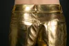 singer leather pants costume gold silver Ds performance fashion jazz dance wear metal slim PU pants sexy trousers nightclub bar