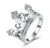 925 silver plating 10pcs Classic Mosaic crystal Crown ring 8# High-quality Silver Accessories LKNSPCR034303D