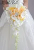 Bouquet da sposa con perle artificiali e cristalli Avorio Sposa Spilla fatta a mano Bouquet Noiva Bouquet da sposa a cascata rosso Cascata312g