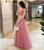 Dusty Pink Cheap Bridesmaid Dresses Long Off The Shoulder Pleated Tulle In Stock Bridesmaid Gowns Under 100 Wedding Party Dress5289792