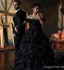 Sukienki Czarna suknia balowa gotycka vintage satynowa sukienki ślubne z ramion satynowe kolorowe nie białe suknie ślubne kolorowe vestidos de n