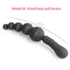 Novo 3 estilos manual preto grande puxar contas anal plug silicone vibrador anal dupla cabeça butt plug brinquedos sexuais para gay men5736298