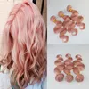 Baby Pink Human Hair Bundles 100% Unprocessed Remy Hair Weave 8A Grade Virgin Hair Extensions Body Wave Double Weft Weaving 100g