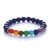 Buddha Mens Womens 7 Chakra Mixed Stone Healing Chakra기도 Mala Bracelet Lava Rock Diy Beads 보석 밸런싱 브레이슬릿