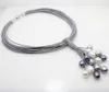 12mm véritable blanc noir gris collier de perles d'eau douce cordon en cuir fermoir magnétique