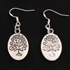 Boucles d'oreilles ovales arbre généalogique 925 crochet d'oreille de poisson en argent 30 paires/lot lustre en argent Antique E203 41.5x14.9mm