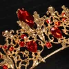 Gold Siver Bridal Bridal Tiara with Red Crystal High Quality Stunning Big Pageant Crown pas de peigne Brithday Party Po Hair Accessories2916127