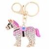 Nouveau Crystal Crystal Cheval Clé Chaîne Strass Charms Pendentif Sac À Porte-clés Chaîne porte-clés pour Femme Girl Cadeau d'anniversaire 5 Couleur