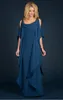 Ny Champagne Navy Blue Mother of the Bride Dresses Chiffon Garment pärlstav plus storlek Ruffles flödande mamma formell aftonklänning