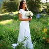 2017 дешевые винтажные деревенские кружевные платья с короткими рукавами v Sece Bohemian - линейные свадебные платья с бусинами sash347x